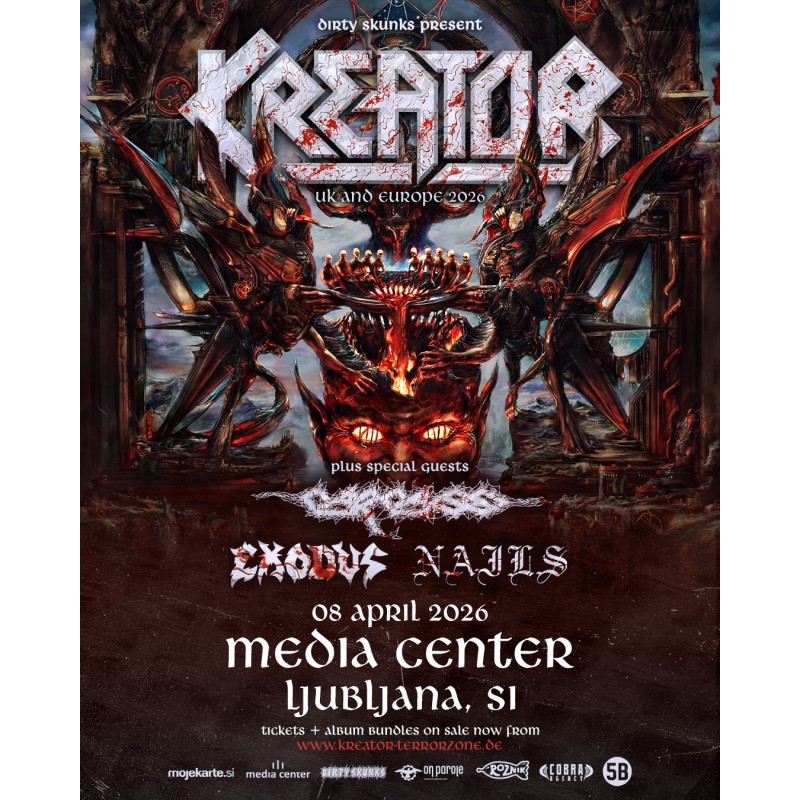 KREATOR, CARCASS, EXODUS, NAILS - Ljubljana, 08.04.2026 - VSTOPNICA